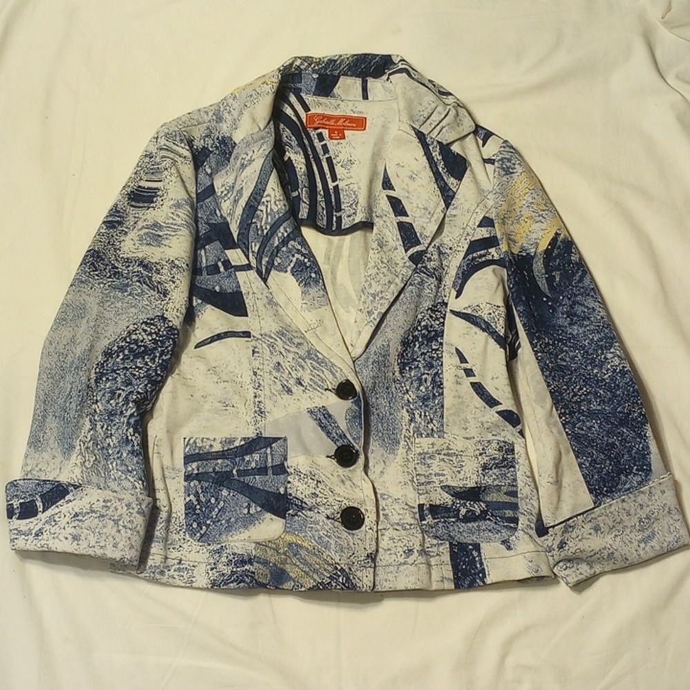 Blue, White and Yellow Gabriella Molinari Button Up Cotton Blazer